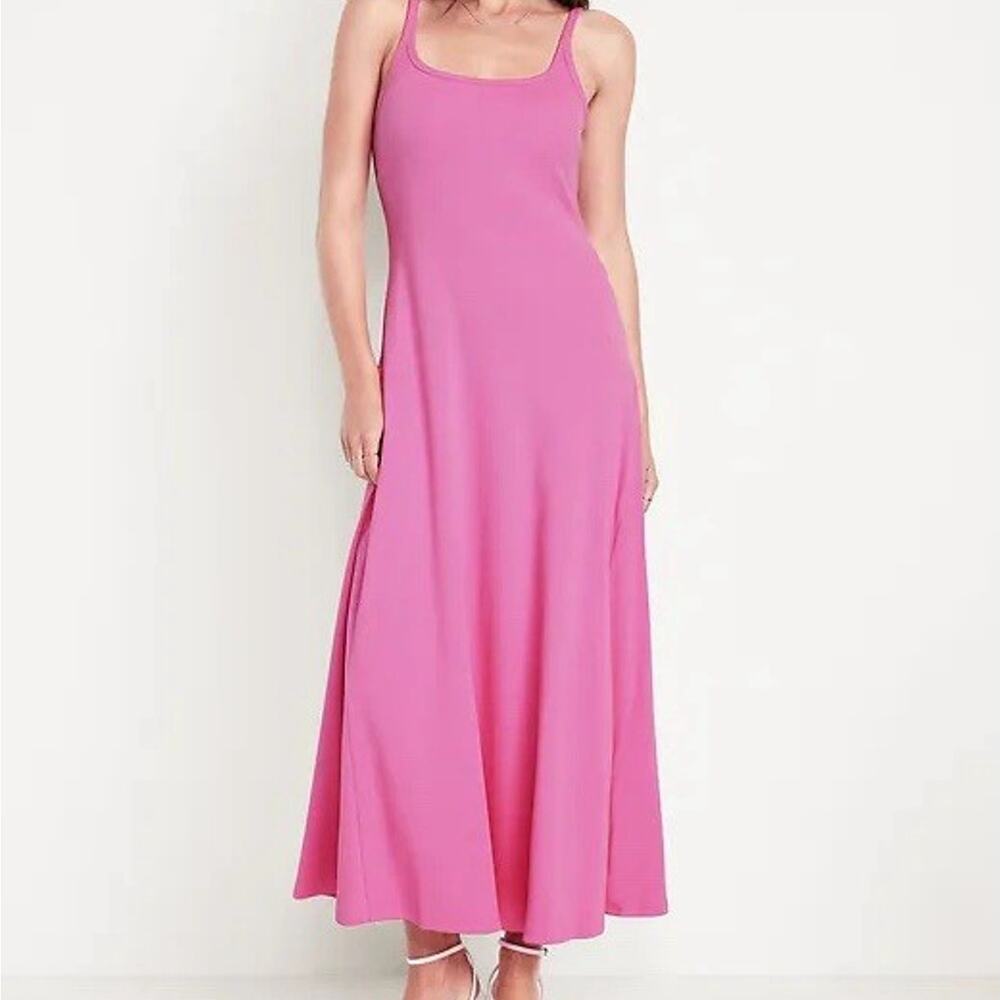 Old Navy Bright Pink Solid Sleeveless Strappy Maxi Dress XS NWT Relaxed Flowy